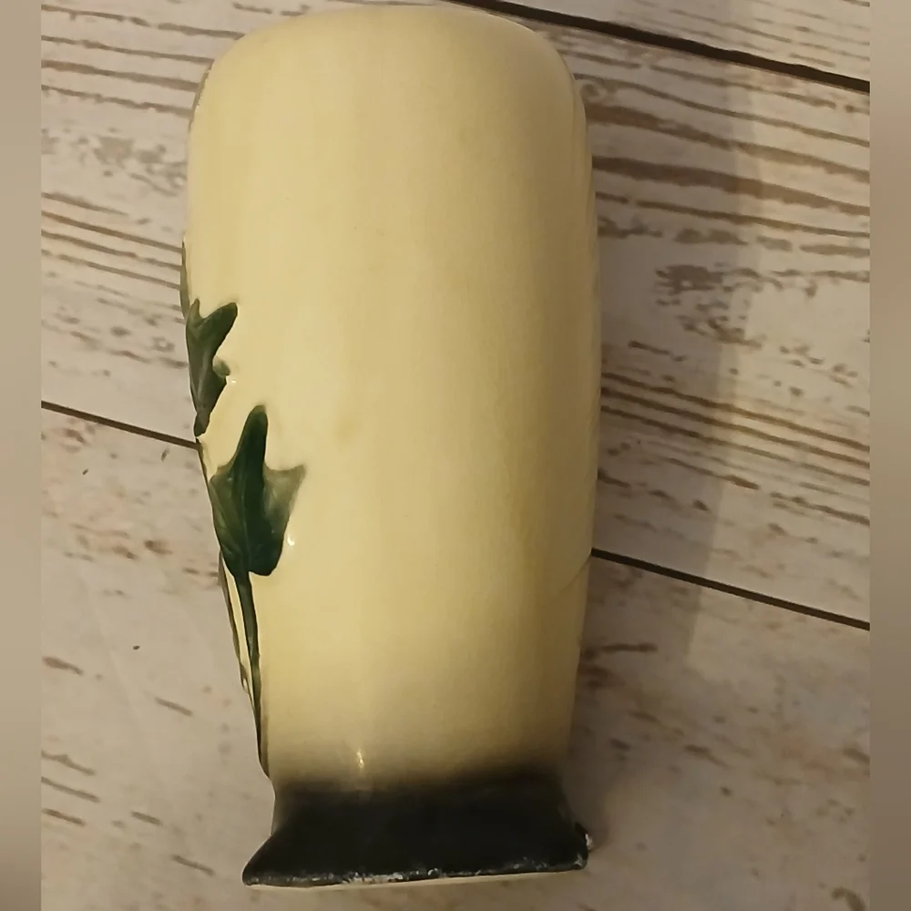 Royal Copley Vintage Footed Cream Vase with Green Ivy Design